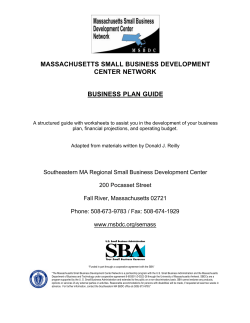 MASSACHUSETTS SMALL BUSINESS DEVELOPMENT CENTER NETWORK BUSINESS PLAN GUIDE
