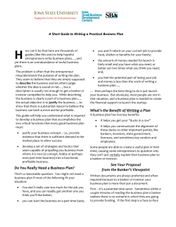 A Short Guide to Writing a Practical Business Plan