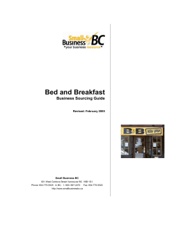 Bed and Breakfast Business Sourcing Guide Revised: February 2005