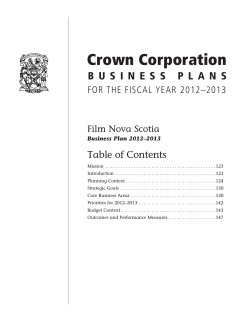 Crown Corporation Table of Contents FOR THE FISCAL YEAR 2012–2013