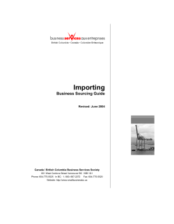 Importing Business Sourcing Guide Revised: June 2004