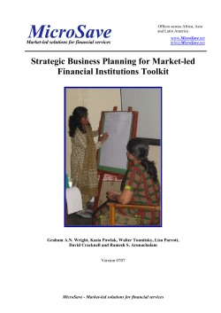 Strategic Business Planning for Market-led Financial Institutions Toolkit