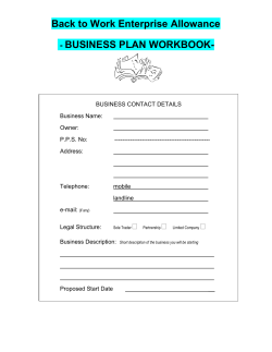 Back to Work Enterprise Allowance BUSINESS PLAN WORKBOOK-