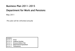 Business Plan 2011-2015 Department for Work and Pensions May 2011