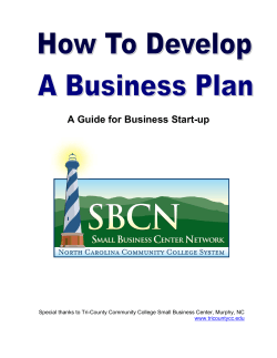 A Guide for Business Start-up  www.tricountycc.edu