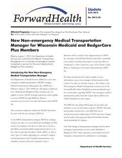 New Non-emergency Medical Transportation Manager for Wisconsin Medicaid and BadgerCare Plus Members Update