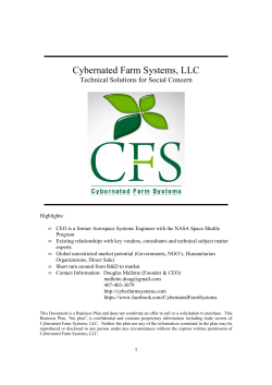 Cybernated Farm Systems, LLC Technical Solutions for Social Concern