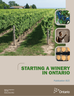 STARTING A WINERY IN ONTARIO  Publication 815