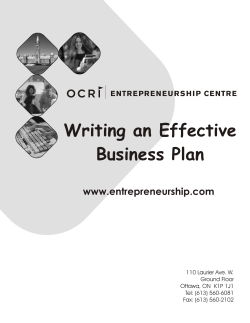 Writing an Effective Business Plan www.entrepreneurship.com 110 Laurier Ave. W.
