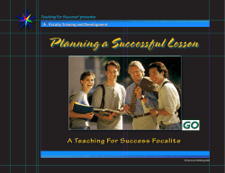 Planning a Successful Lesson A Teaching For Success Focalite Teaching For Success presents