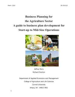 Business Planning for the Agriculture Sector Start-up to Mid-Size Operations