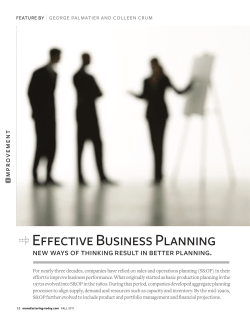 Effective Business Planning new ways of thinking result in better planning. II T