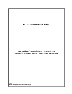 IFC’s FY13 Business Plan &amp; Budget 
