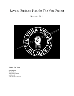 Revised Business Plan for The Vera Project November, 2012  Andrew Corey