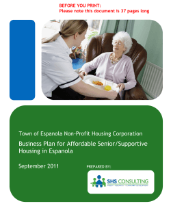 Business Plan for Affordable Senior/Supportive Housing in Espanola