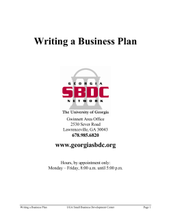 Writing a Business Plan  www.georgiasbdc.org 678.985.6820