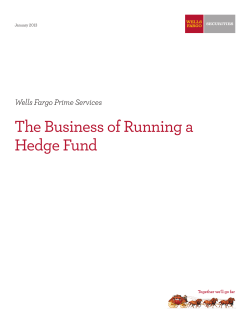 The Business of Running a Hedge Fund Wells Fargo Prime Services January 2013