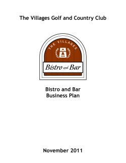 The Villages Golf and Country Club Bistro and Bar Business Plan November 2011