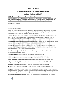 City of Las Vegas – Proposed Regulations Business Licensing Medical Marijuana DRAFT