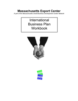 International Business Plan Workbook Massachusetts Export Center