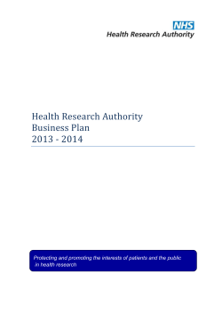 Health Research Authority Business Plan 2013 - 2014