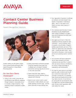 Contact Center Business Planning Guide avaya.com