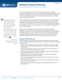 NetSuite Financial Planning Integrated Budgeting, Planning and Forecasting Data Sheet