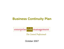 Business Continuity Plan October 2007