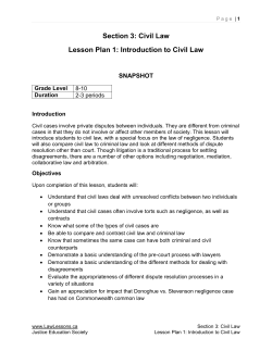 Section 3: Civil Law Lesson Plan 1: Introduction to Civil Law  SNAPSHOT