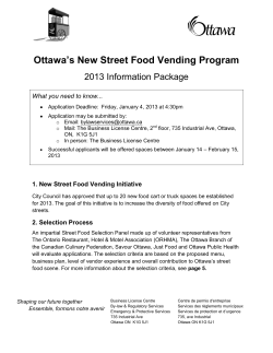Ottawa’s New Street Food Vending Program 2013 Information Package