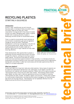 RECYCLING PLASTICS STARTING A BUSINESS Introduction