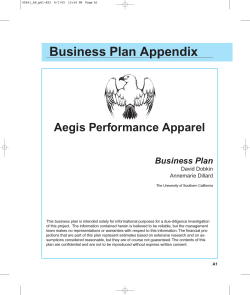 Business Plan Appendix Aegis Performance Apparel Business Plan David Dobkin