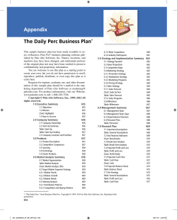 Appendix The Daily Perc Business Plan *