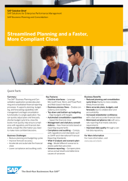 SAP Solution Brief SAP Solutions for Enterprise Performance Management