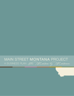 MAIN STREET MONTANA PROJECT A BUSINESS PLAN For Montana by Montanans
