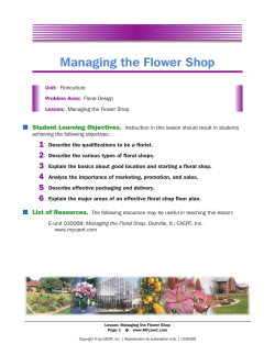 Managing the Flower Shop ¢ Student Learning Objectives.