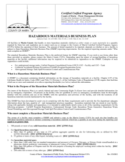 Certified Unified Program Agency County of Marin – Waste Management Division