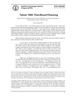 Yahoo! 1995: First-Round Financing Stanford Technology Ventures STVP-1998-005 Program (STVP)