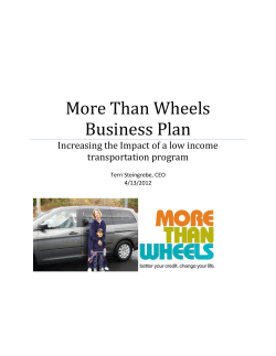 More Than Wheels Business Plan  Increasing the Impact of a low income