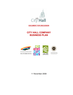 CITY HALL COMPANY BUSINESS PLAN  11 November 2008