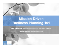 Mission-Driven Business Planning 101 Shelly Kessler Nadia Gomes
