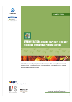 barbeque Nation: achieving hospitality in totality through an internationally proven solution CASE STUDY