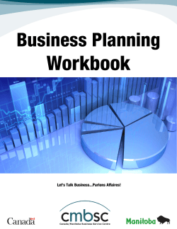 Workbook Business Planning Let’s Talk Business...Parlons Affaires!