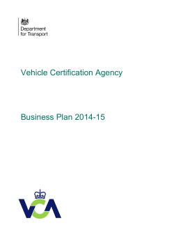 Vehicle Certification Agency Business Plan 2014-15