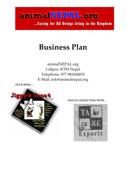 Business Plan   animalNEPAL.org  Lalipur, KTM Nepal  Telephone: 977 981044033  