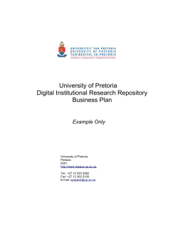 University of Pretoria Digital Institutional Research Repository Business Plan Example Only