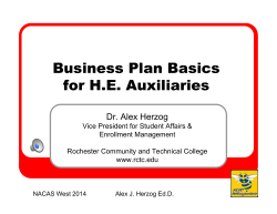Business Plan Basics for H.E. Auxiliaries Dr. Alex Herzog
