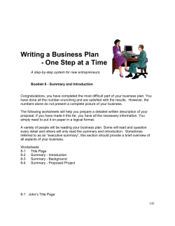 Writing a Business Plan - One Step at a Time