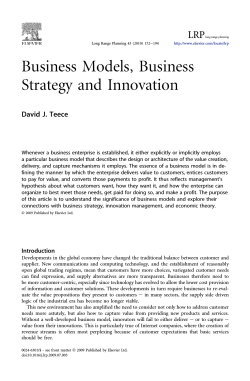 Business Models, Business Strategy and Innovation David J. Teece