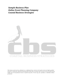 Sample Business Plan  Online Event Planning Company  Coastal Business Strategies   
